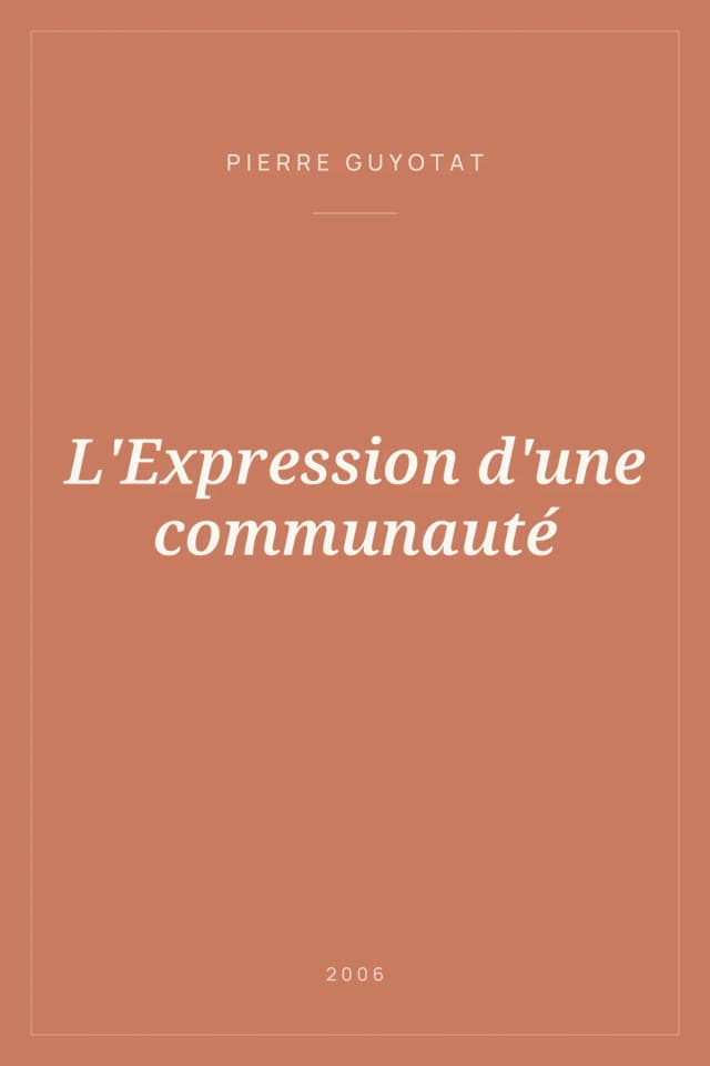 Portada de L'Expression d'une communauté