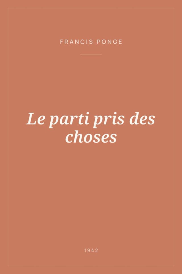 Portada de Le parti pris des choses
