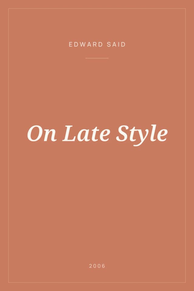 Portada de On Late Style