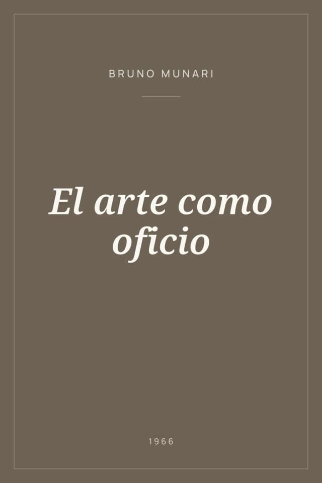 Portada de El arte como oficio
