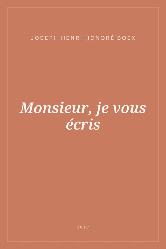 Portada de Monsieur, je vous écris