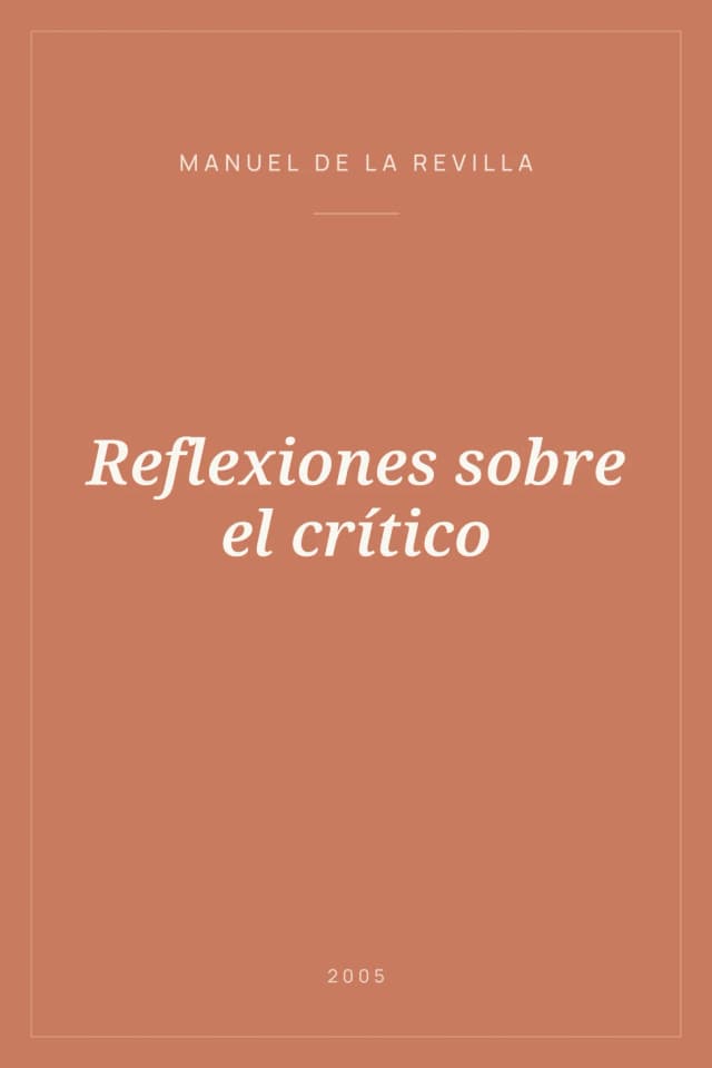Portada de Reflexiones sobre el crítico