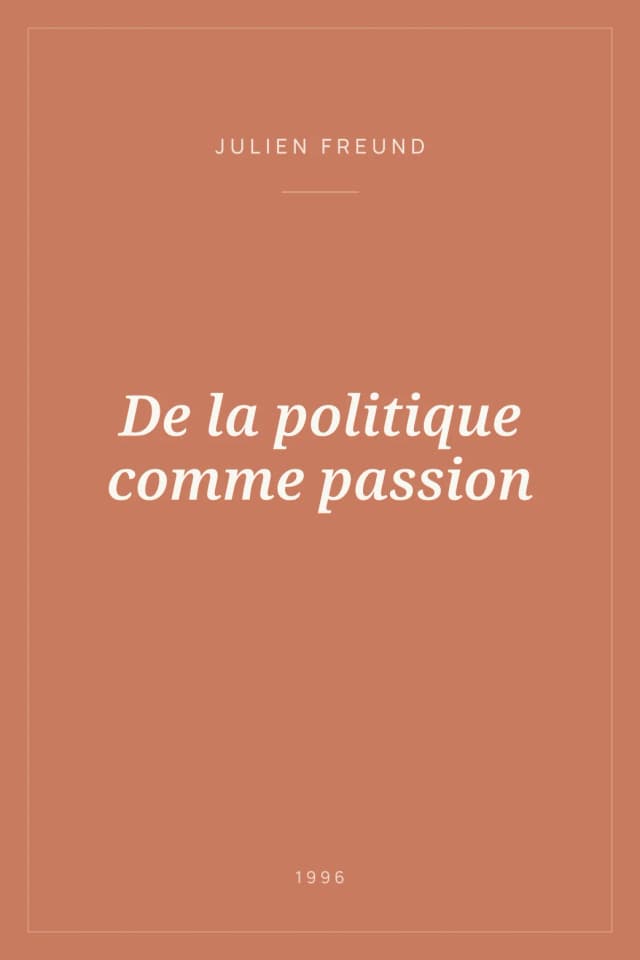 Portada de De la politique comme passion