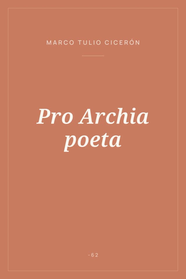 Portada de Pro Archia poeta