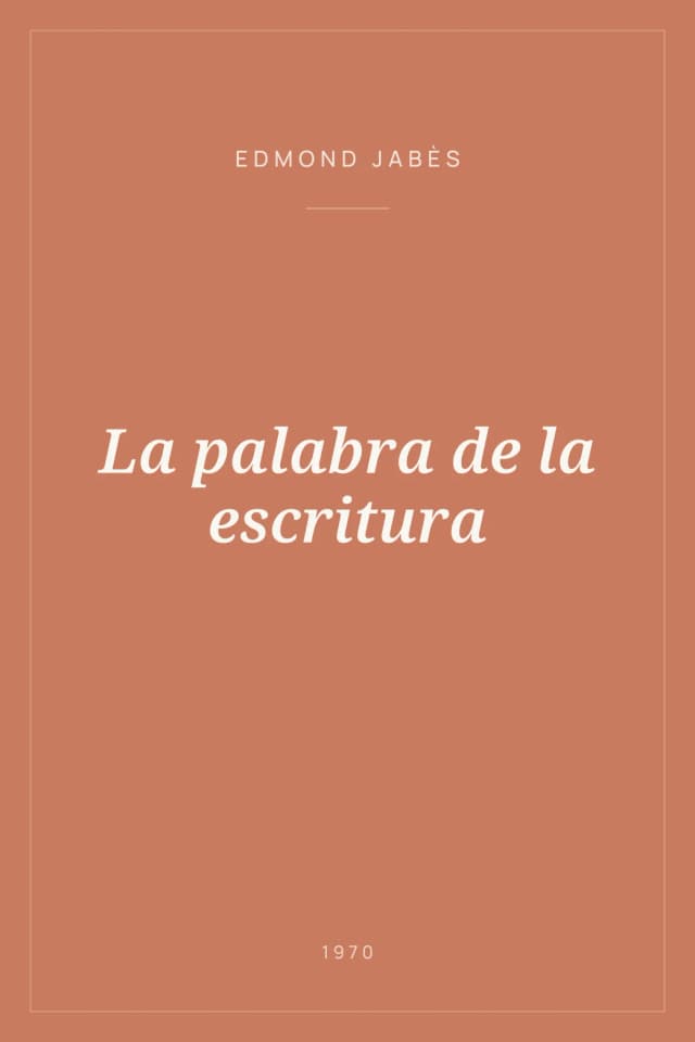 Portada de La palabra de la escritura