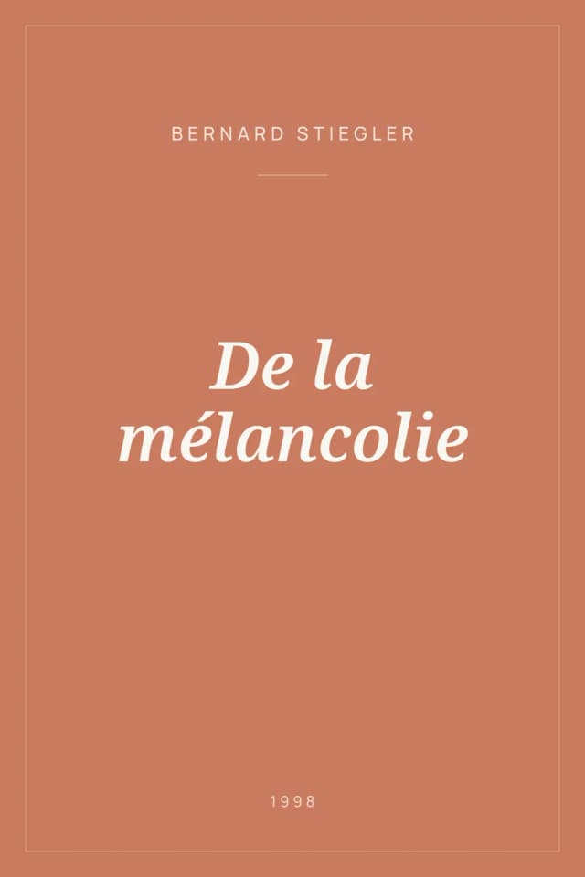 Portada de De la mélancolie
