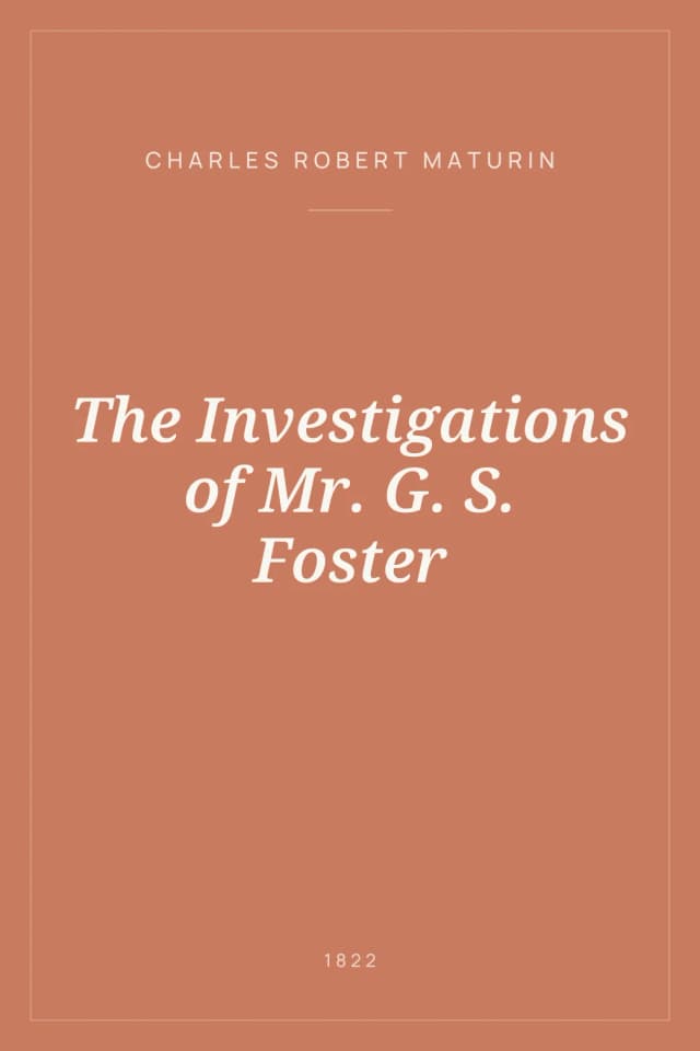 Portada de The Investigations of Mr. G. S. Foster