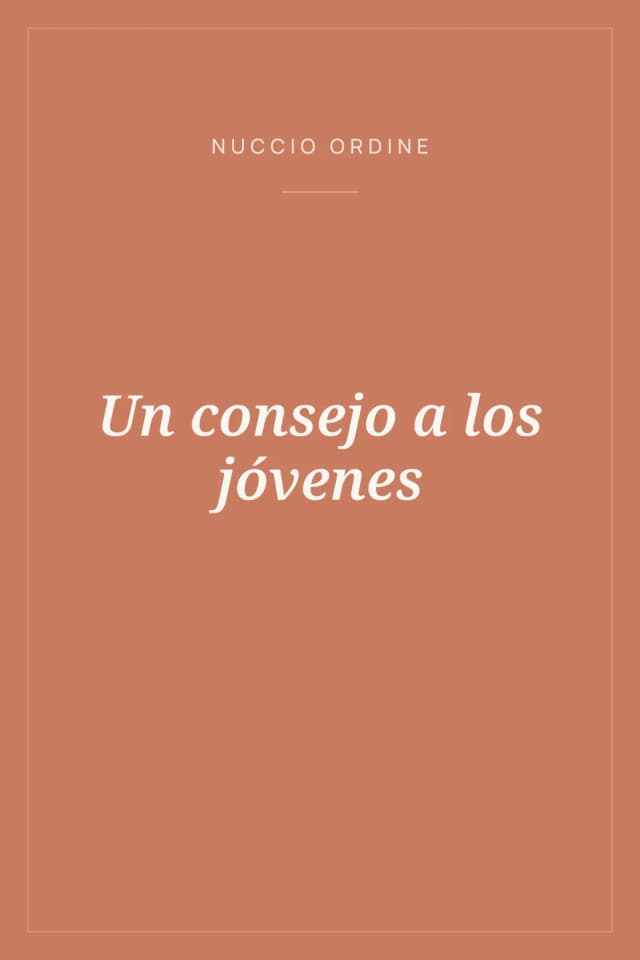 Portada de Un consejo a los jóvenes