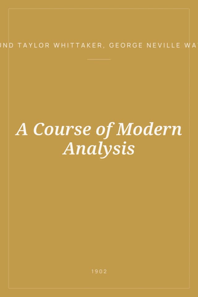 Portada de A Course of Modern Analysis
