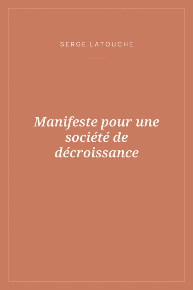 Portada de Manifeste pour une société de décroissance