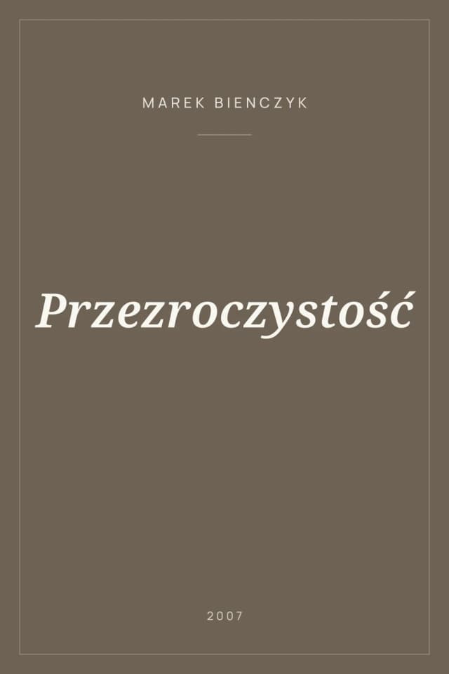Portada de Przezroczystość