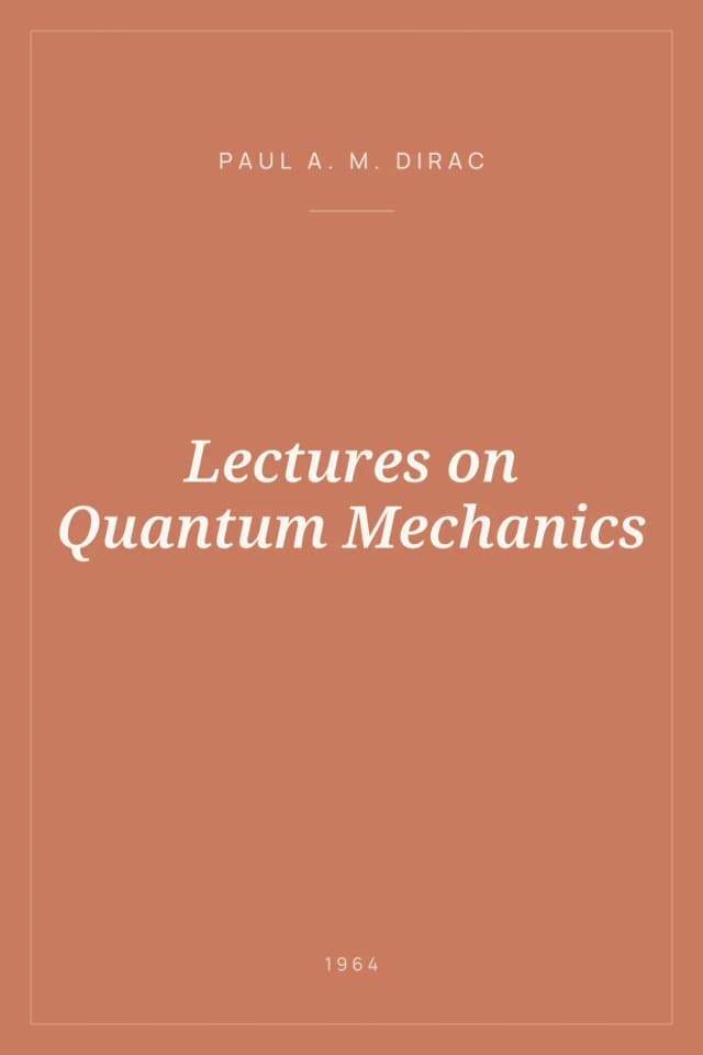 Portada de Lectures on Quantum Mechanics