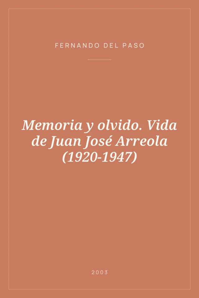Portada de Memoria y olvido. Vida de Juan José Arreola (1920-1947)
