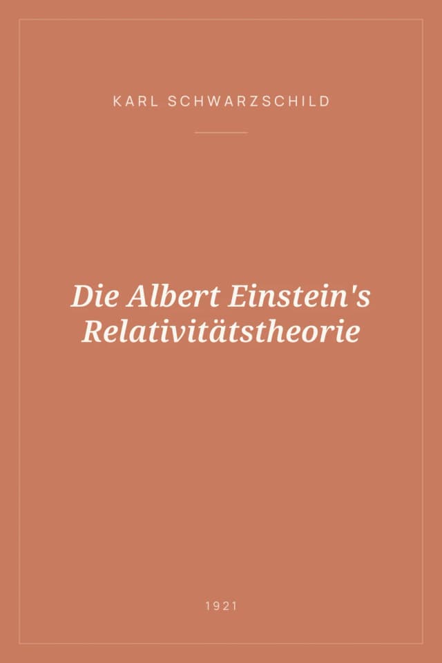 Portada de Die Albert Einstein's Relativitätstheorie