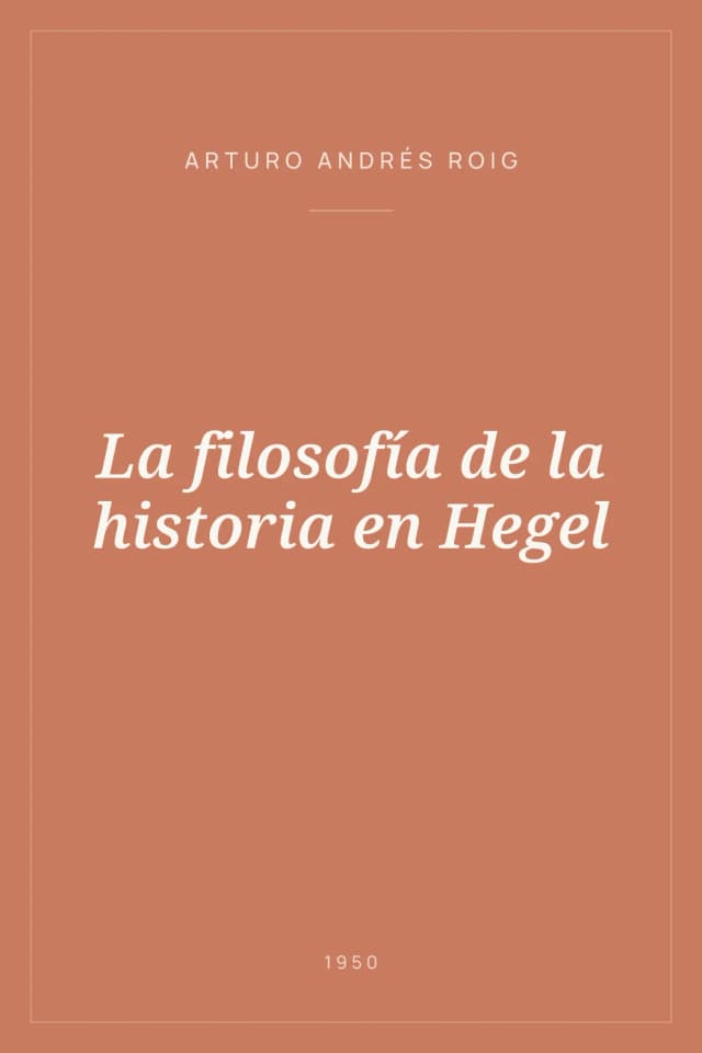 Portada de La filosofía de la historia en Hegel