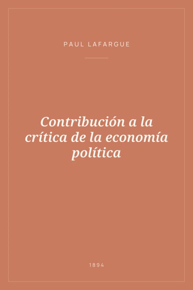 Portada de Contribución a la crítica de la economía política