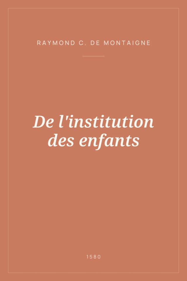 Portada de De l'institution des enfants