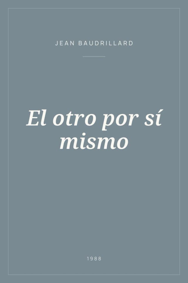 Portada de El otro por sí mismo