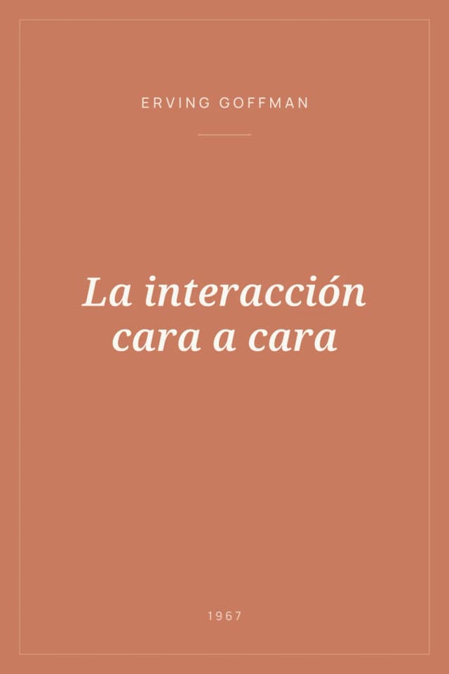 Portada de La interacción cara a cara