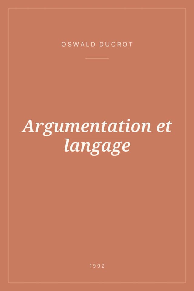 Portada de Argumentation et langage