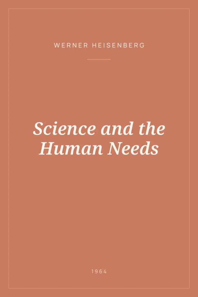 Portada de Science and the Human Needs