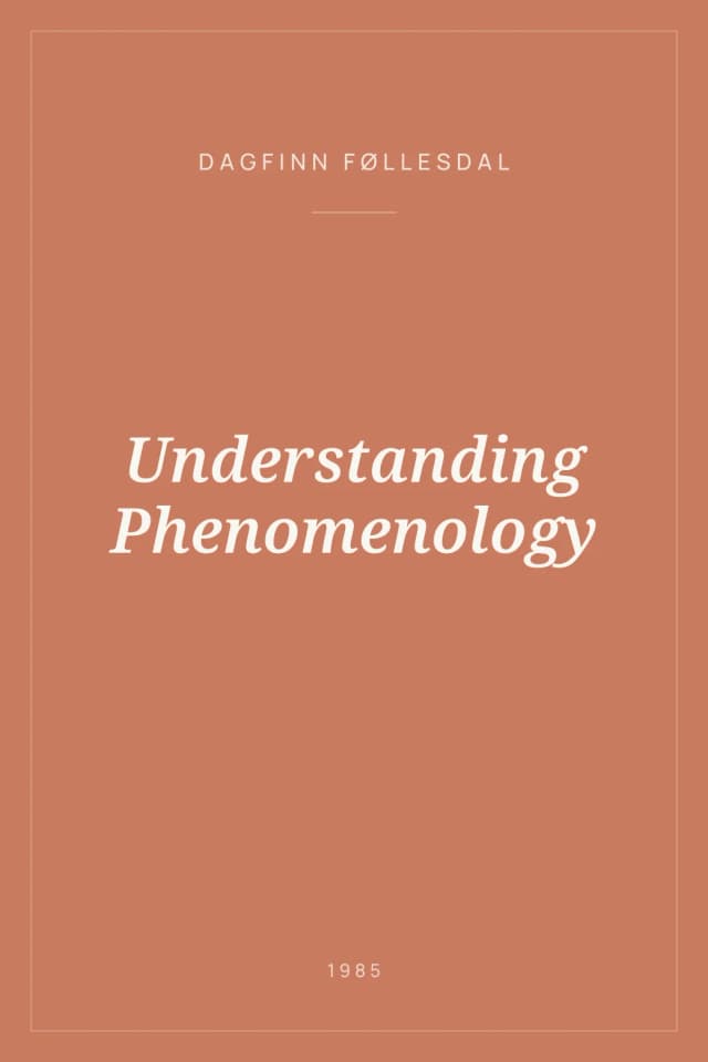 Portada de Understanding Phenomenology
