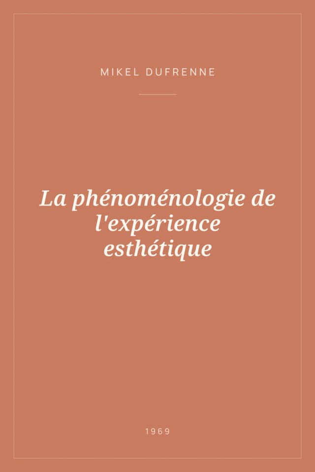 Portada de La phénoménologie de l'expérience esthétique