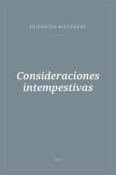Portada de Consideraciones intempestivas