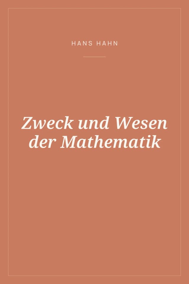 Portada de Zweck und Wesen der Mathematik