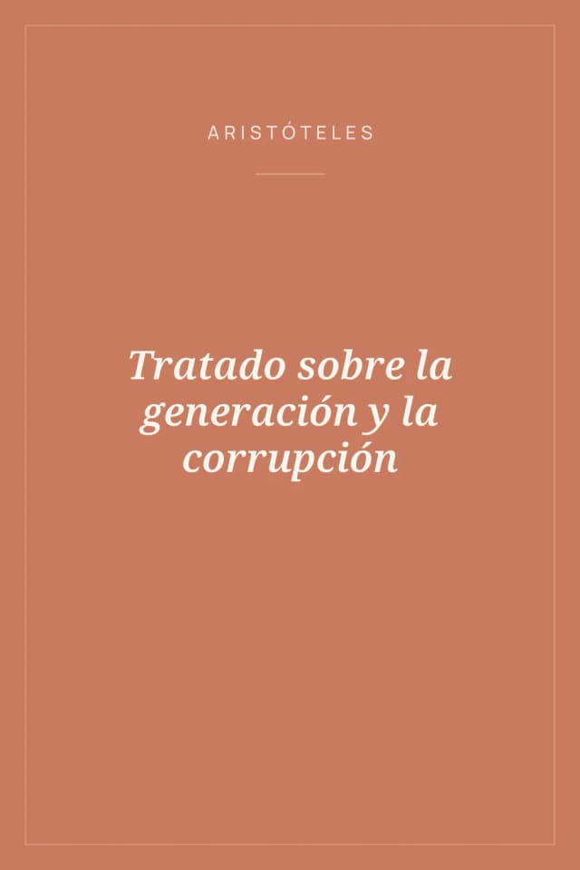 Portada de Tratado sobre la generación y la corrupción