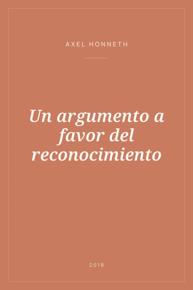 Portada de Un argumento a favor del reconocimiento