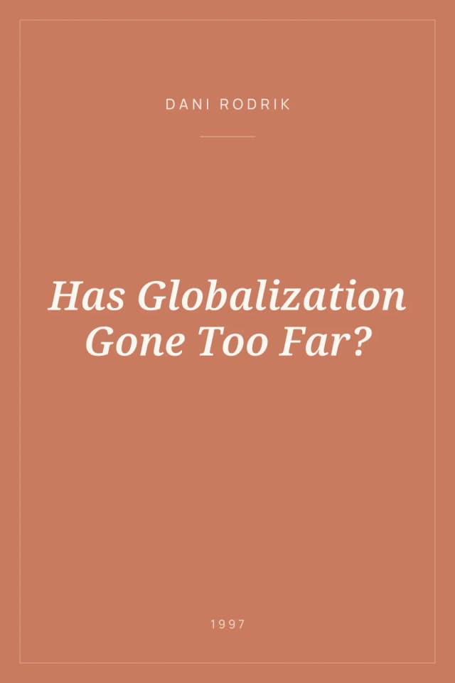 Portada de Has Globalization Gone Too Far?