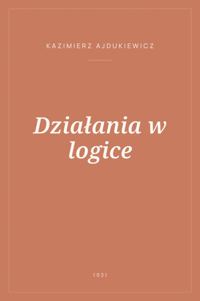 Portada de Działania w logice