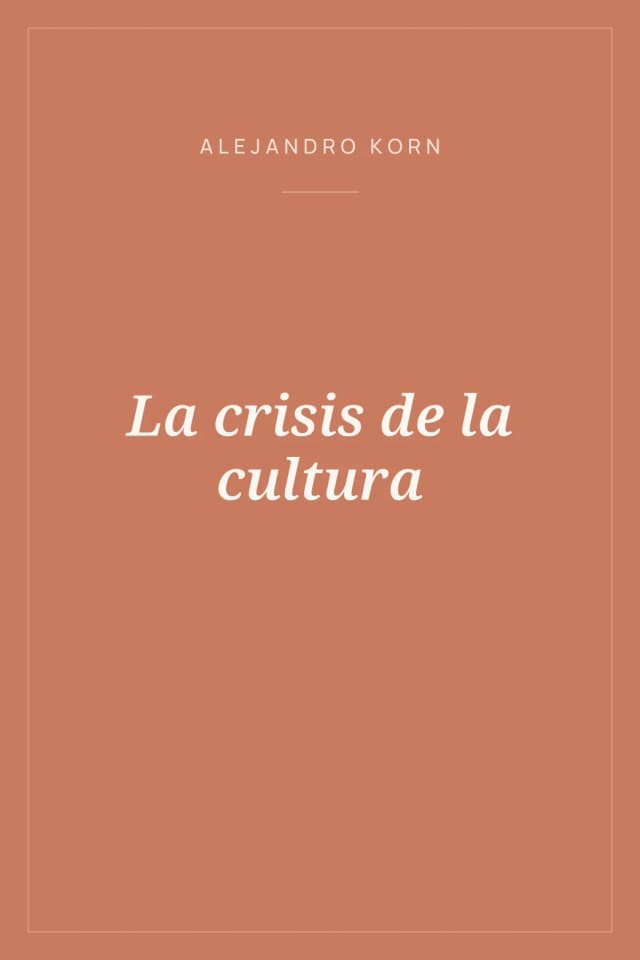 Portada de La crisis de la cultura