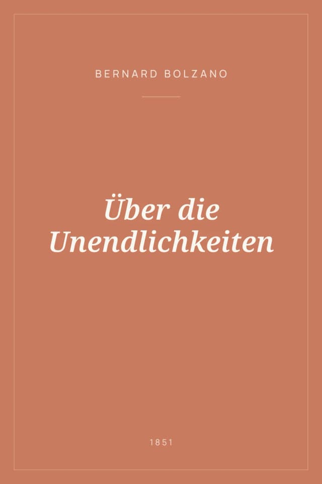Portada de Über die Unendlichkeiten