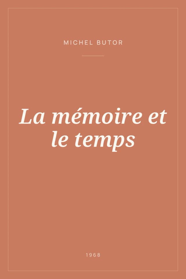 Portada de La mémoire et le temps
