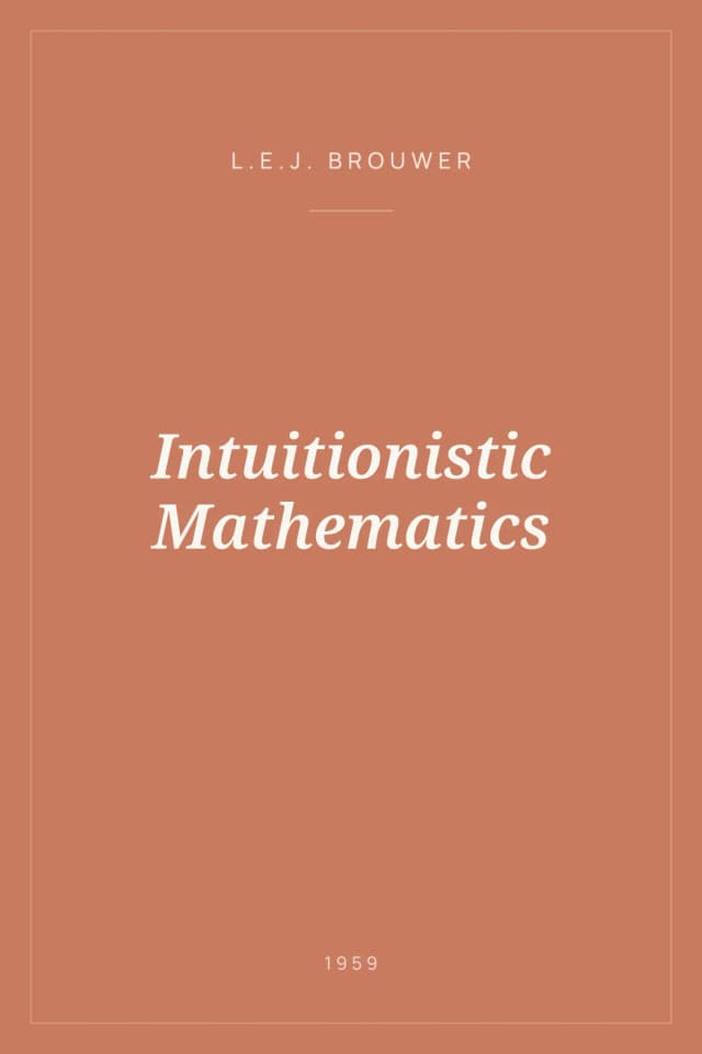 Portada de Intuitionistic Mathematics
