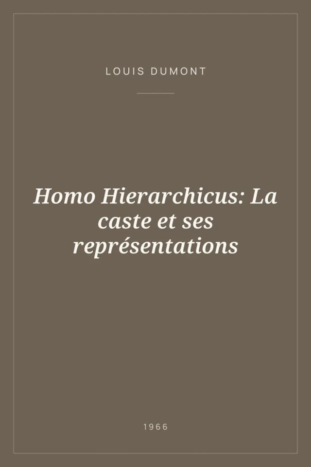 Portada de Homo Hierarchicus: La caste et ses représentations