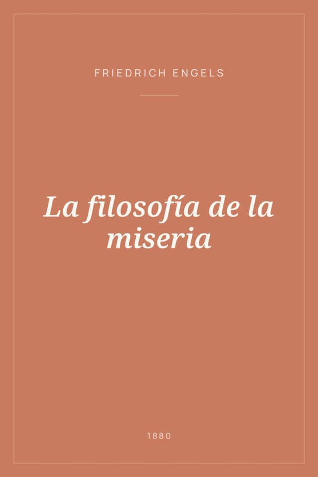 Portada de La filosofía de la miseria
