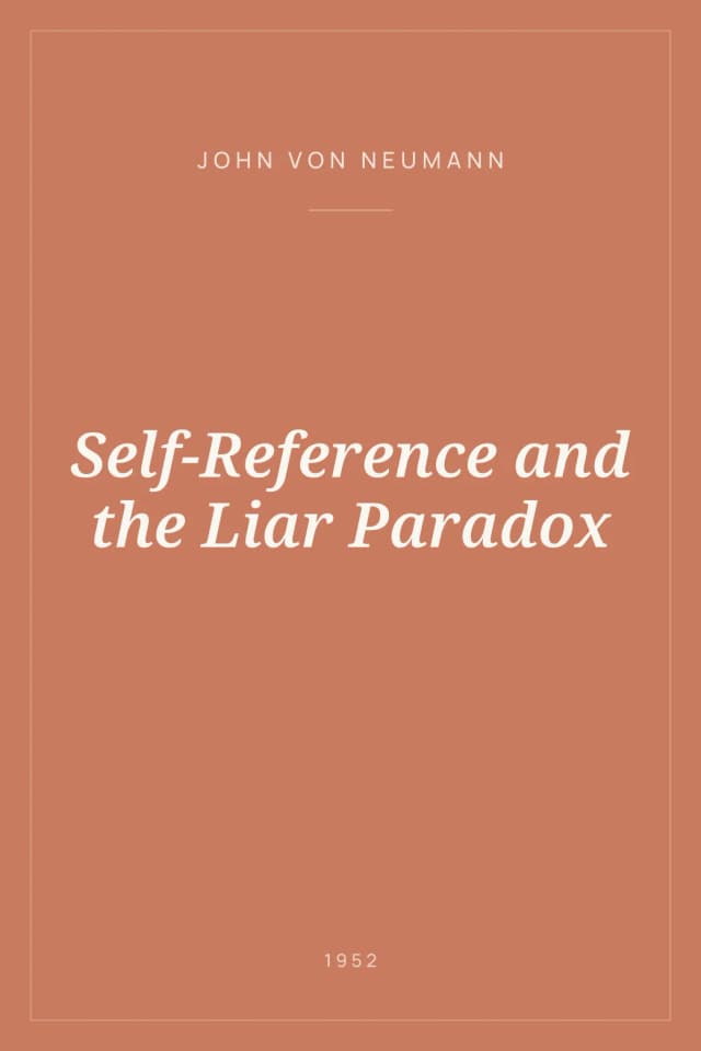 Portada de Self-Reference and the Liar Paradox