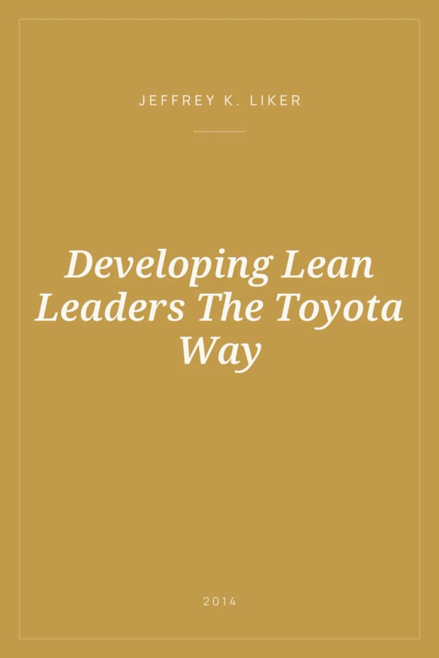 Portada de Developing Lean Leaders The Toyota Way