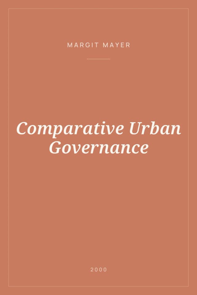 Portada de Comparative Urban Governance