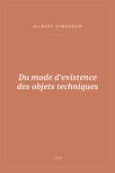 Portada de Du mode d'existence des objets techniques
