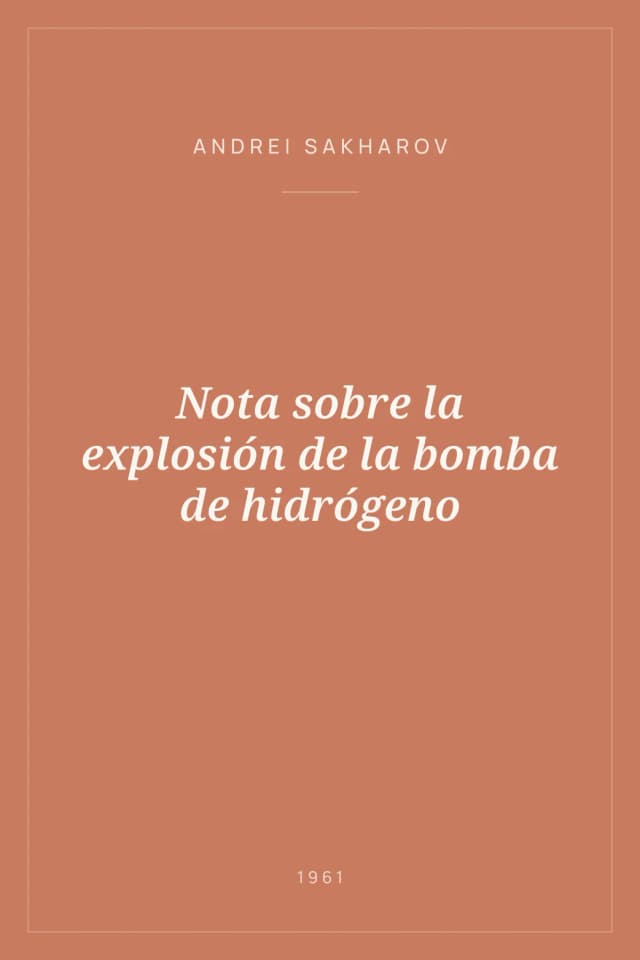 Portada de Nota sobre la explosión de la bomba de hidrógeno