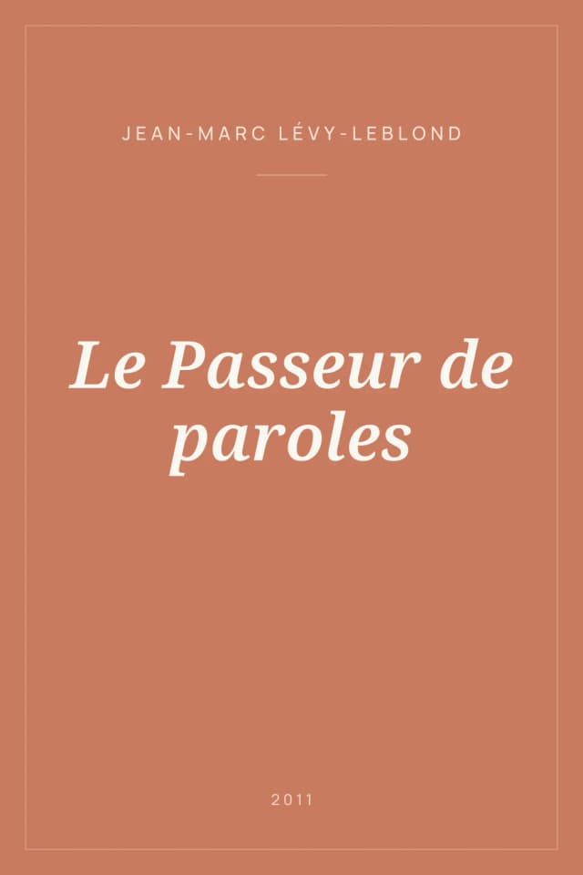 Portada de Le Passeur de paroles