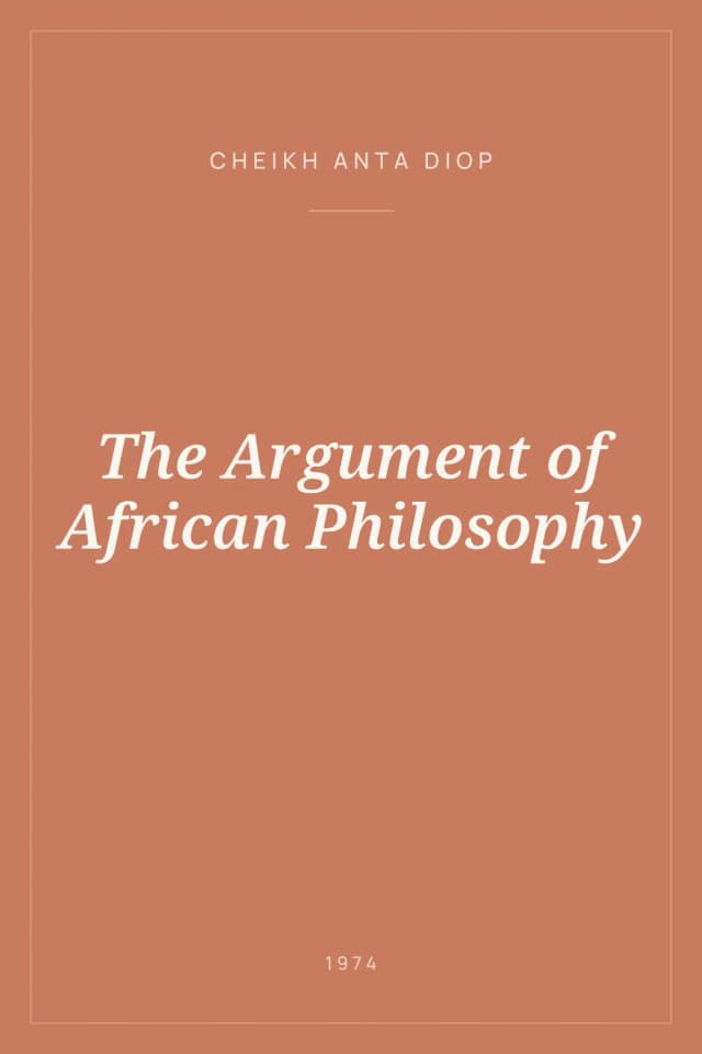 Portada de The Argument of African Philosophy