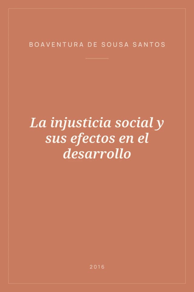 Portada de La injusticia social y sus efectos en el desarrollo