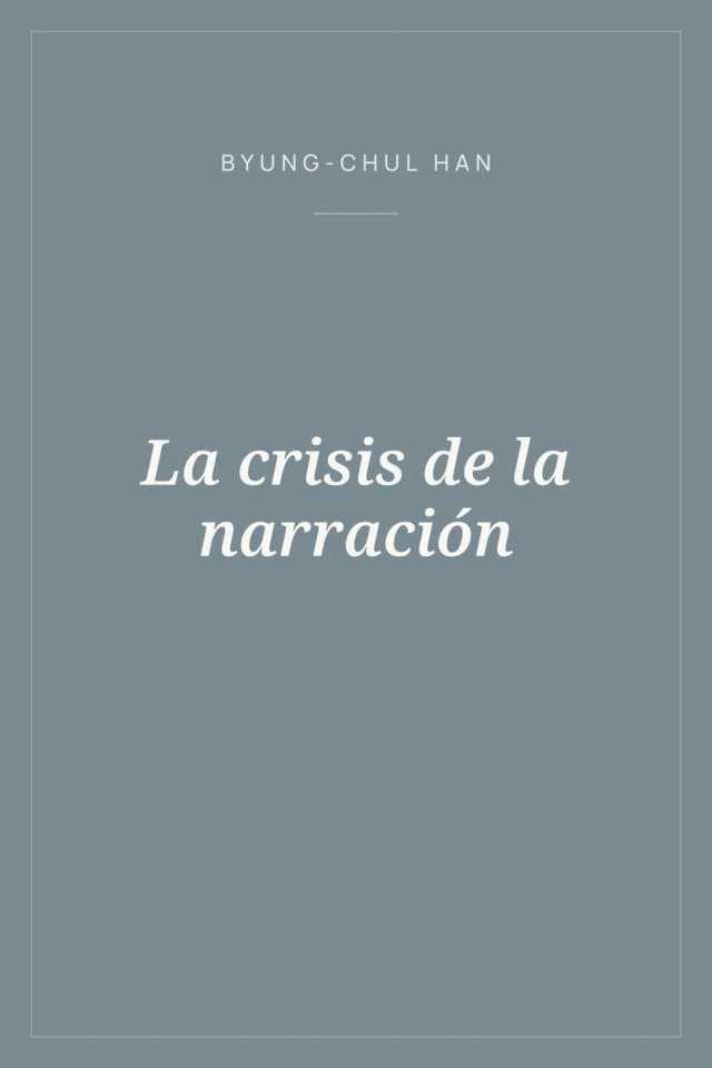 Portada de La crisis de la narración