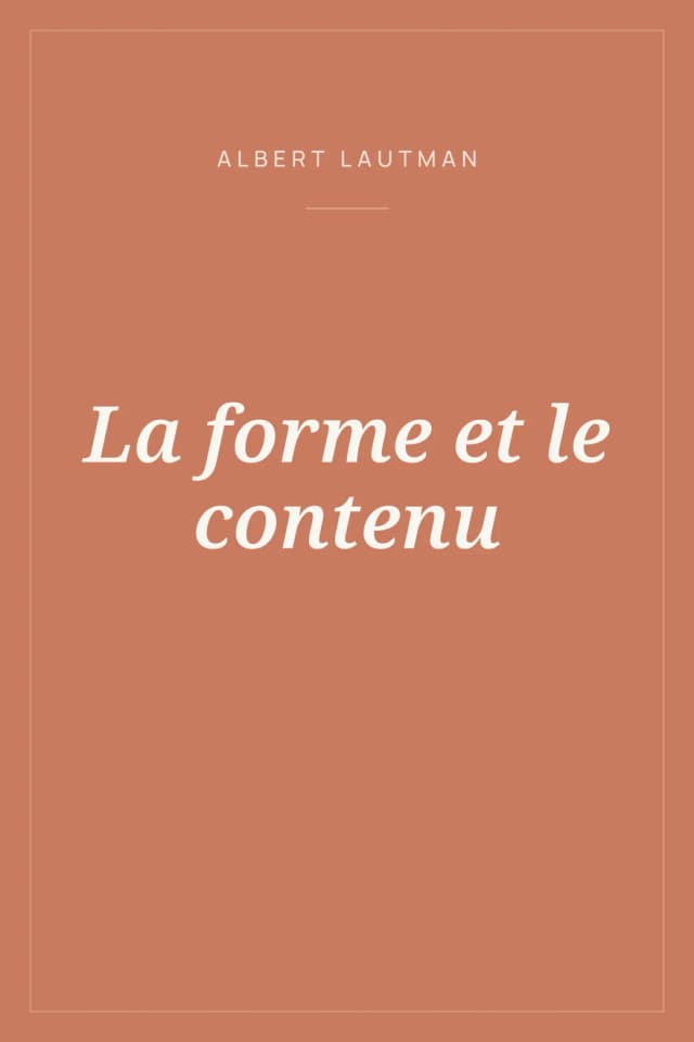 Portada de La forme et le contenu