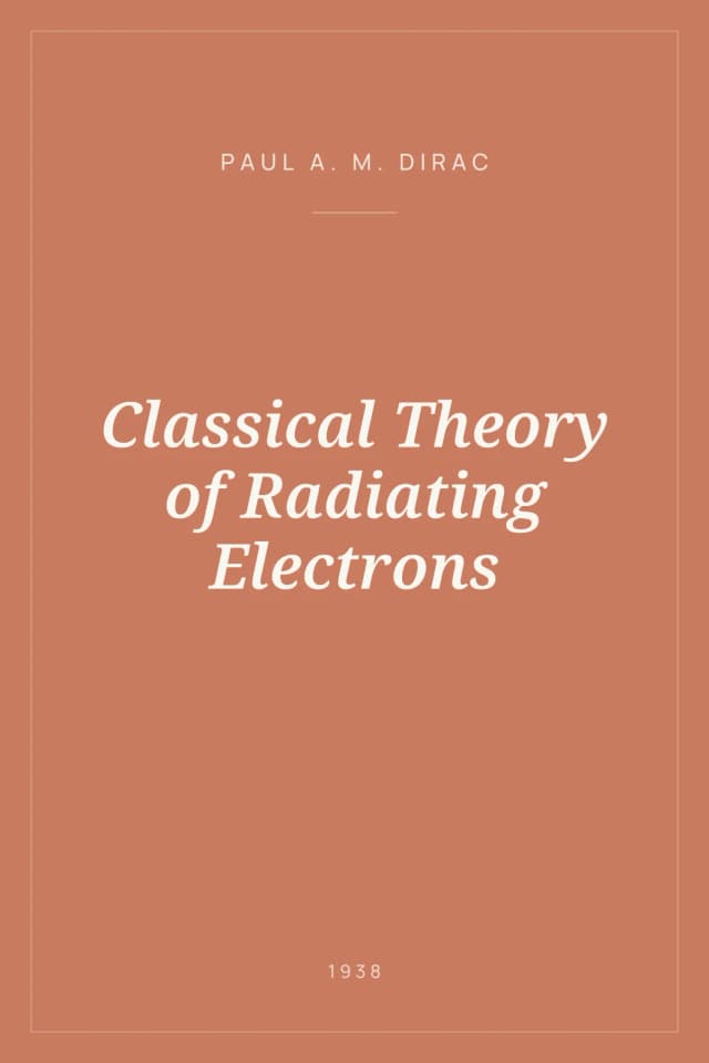 Portada de Classical Theory of Radiating Electrons
